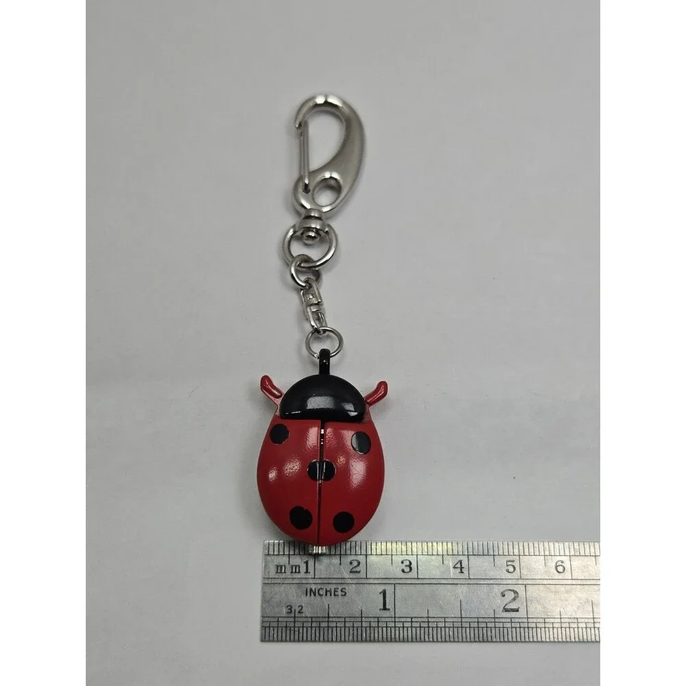 Xanadu Ladybug Keychain Pendant Hidden Dial Watch Wings Red Silver New Battery